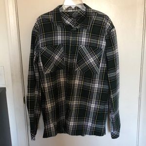 Forever 21 Men’s Green and Yellow Flannel Shirt XL
